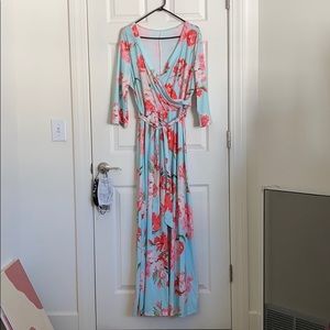 Floral 3/4 Sleeve Maxi